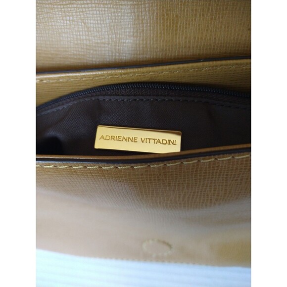 Adrienne Vittadini shoulder satchel handbag purse tan brown medium sleek classic - Picture 11 of 16